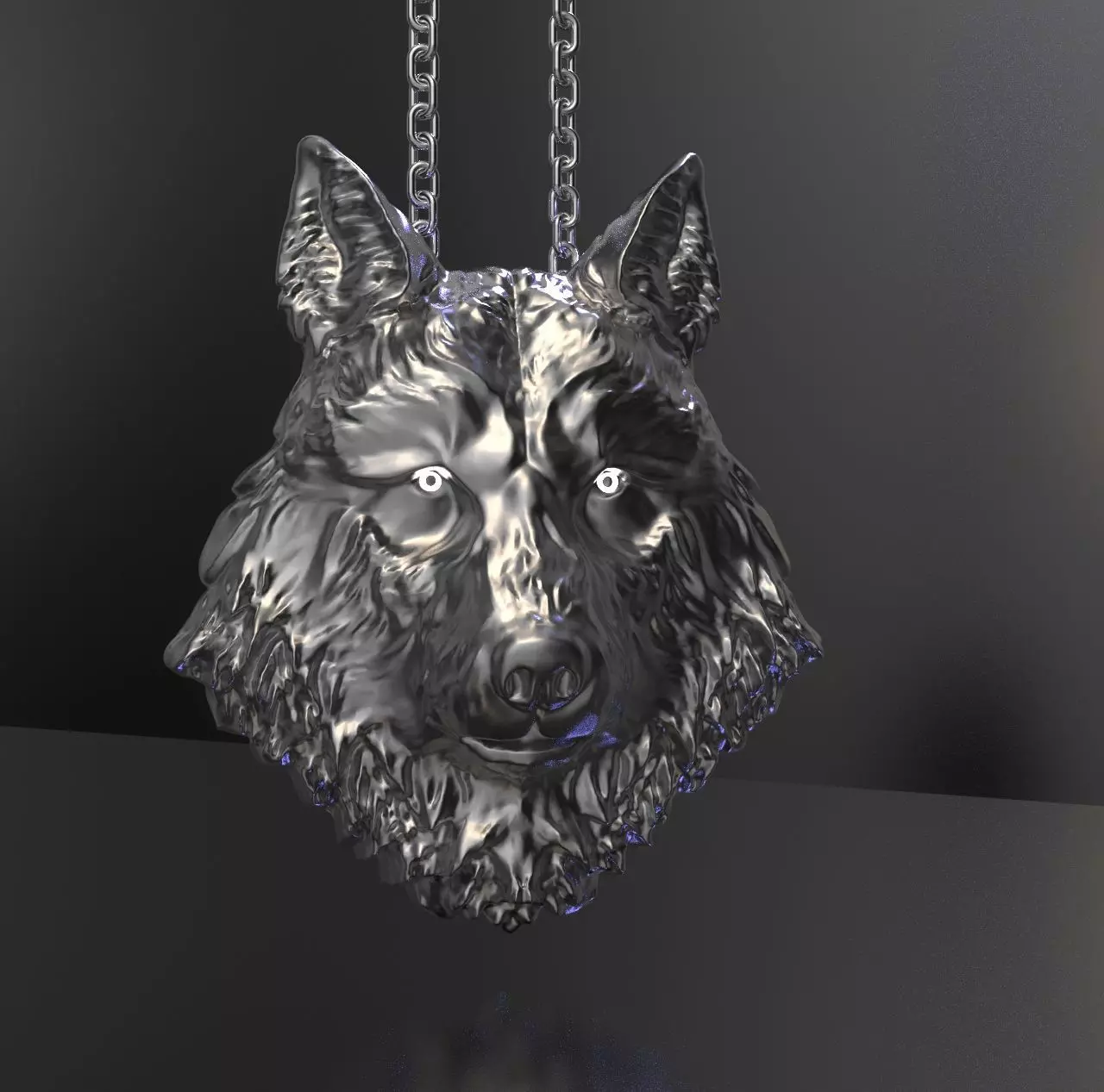 pendant dark wolf head 3D print model