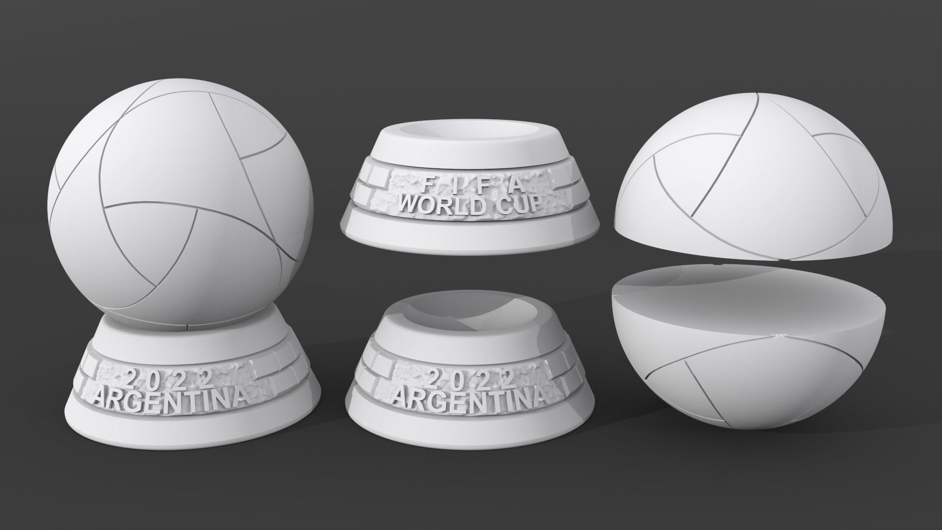 Al Rihla Cup - Argentina version - ball and base 3D print model_3