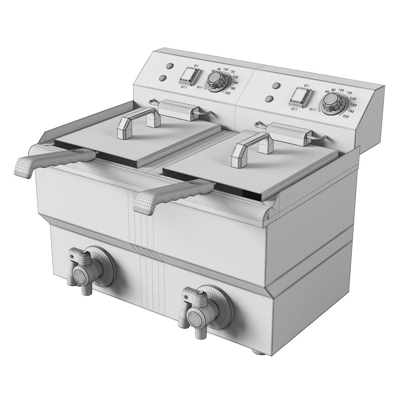 Electric Fryer and Grill Set 3D model_6