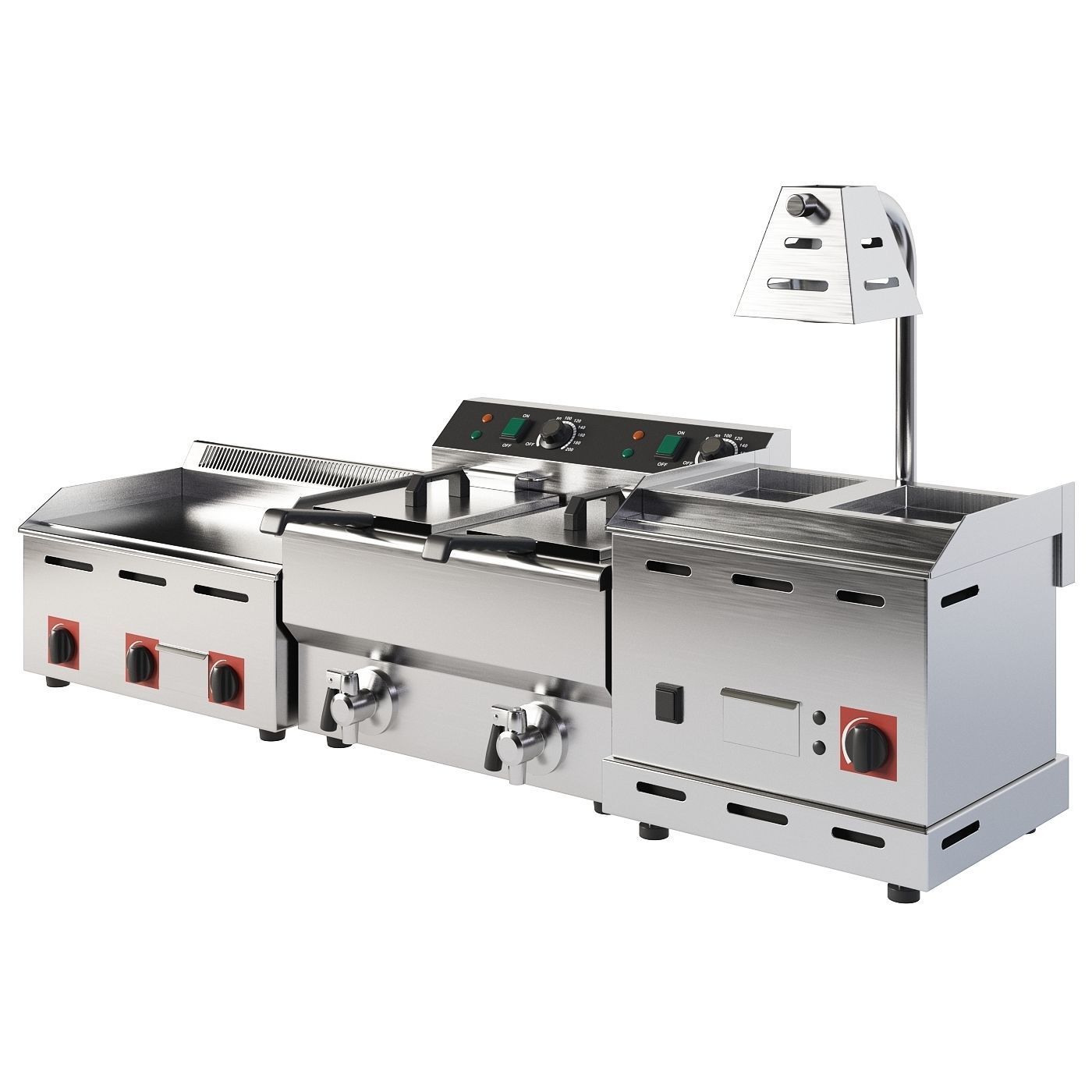 Electric Fryer and Grill Set 3D model_4
