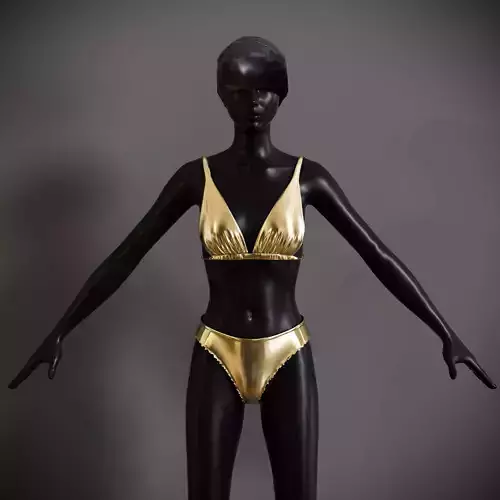 Underwear mannequin in gold bikini