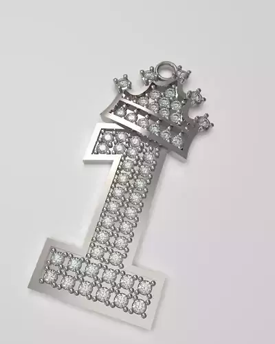Number 1 printable 3D pendant 3D print model