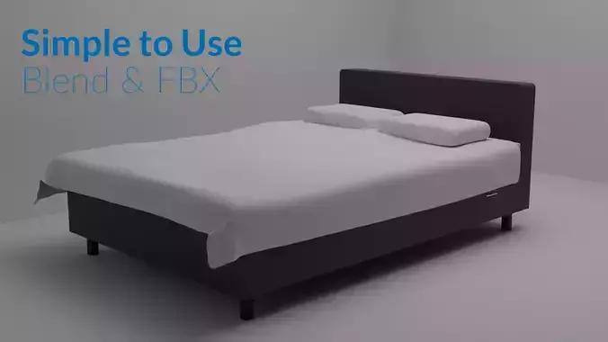3D Bed free download bed with planket and pillow 