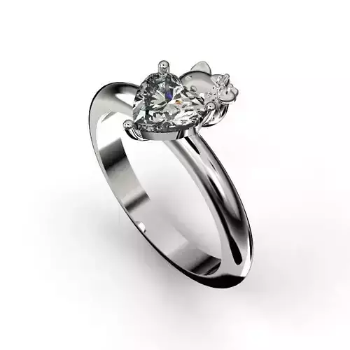Kitty ring  hello kitty heart gem 3D print model