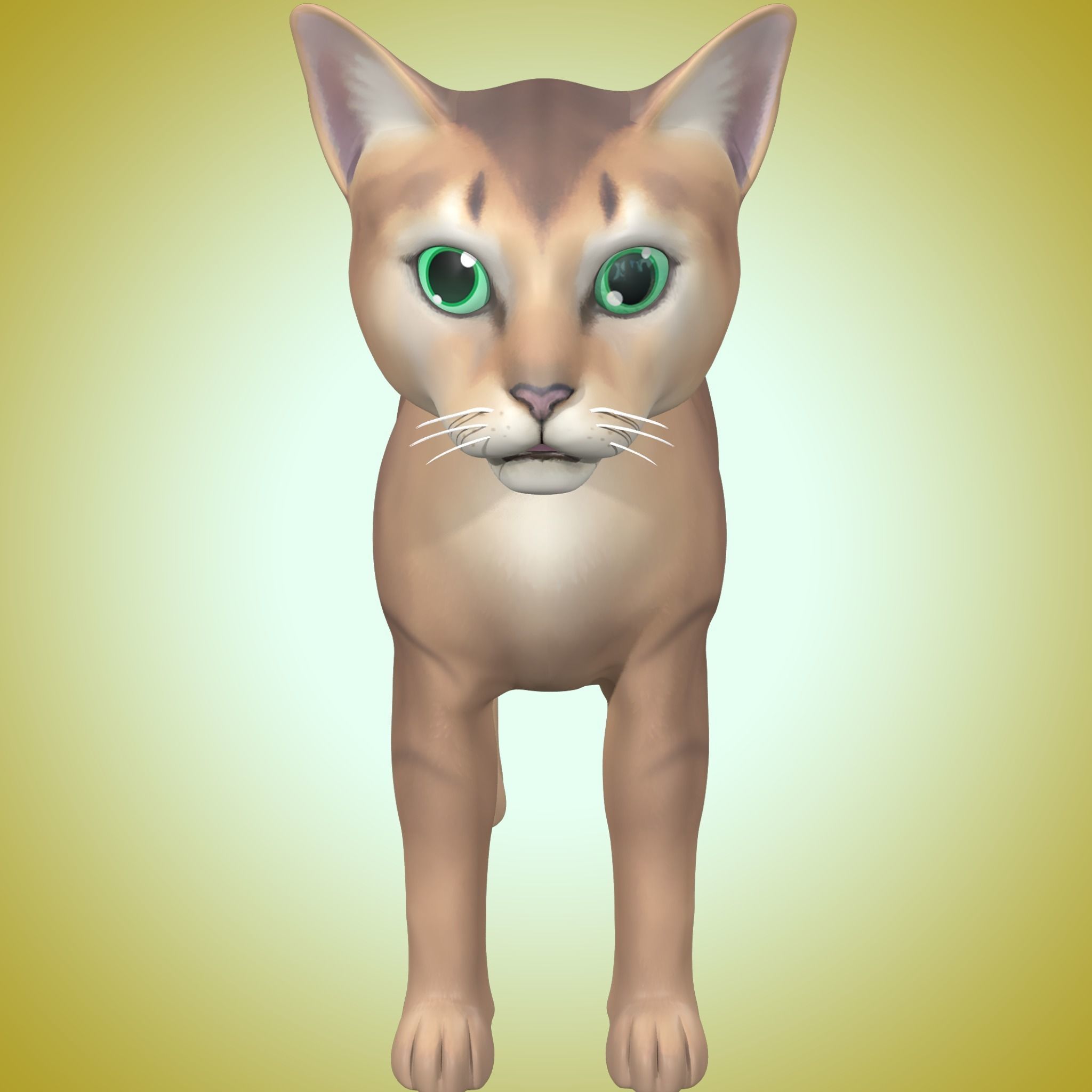 Cartoon Stylized Cat Low-poly 3D model_7