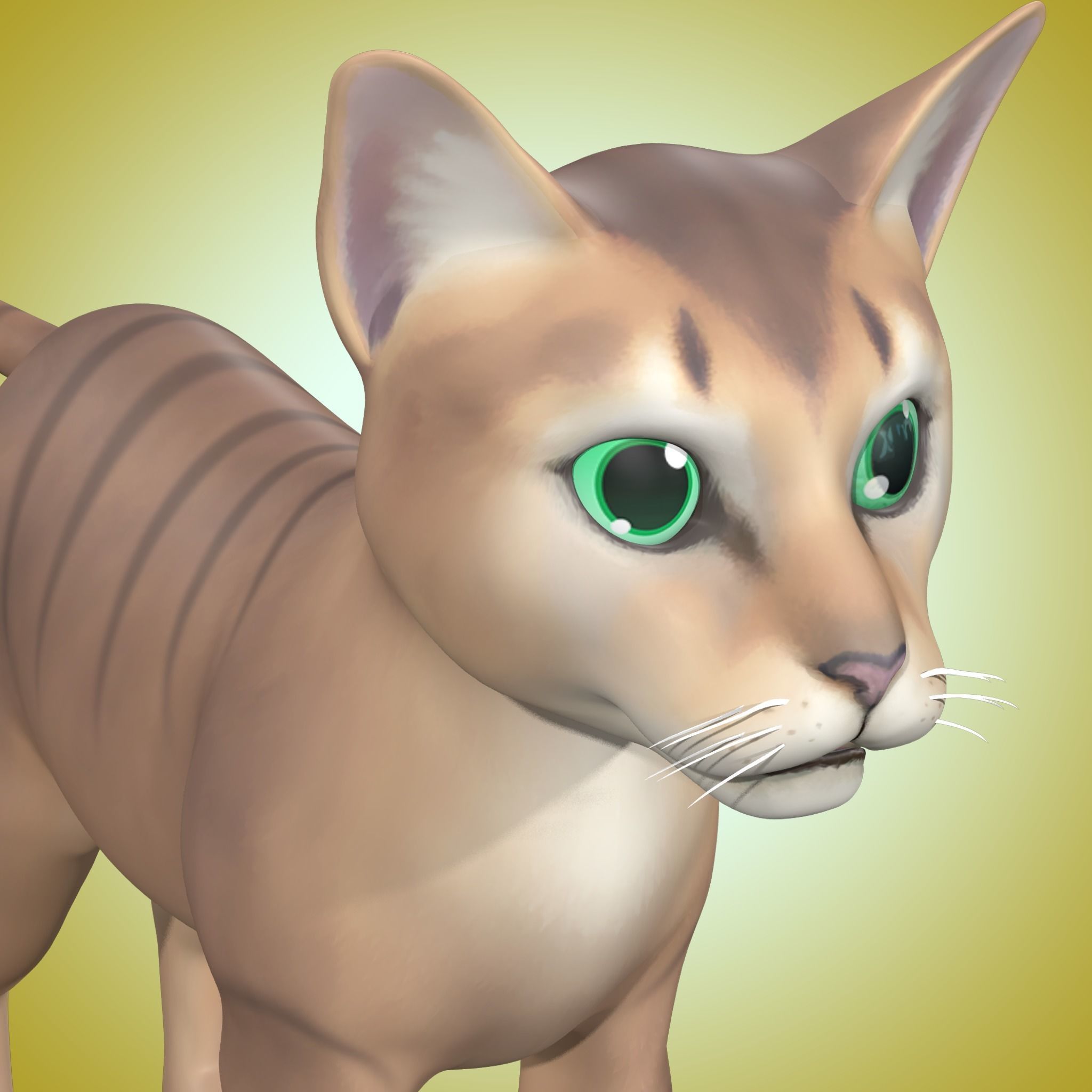 Cartoon Stylized Cat Low-poly 3D model_3