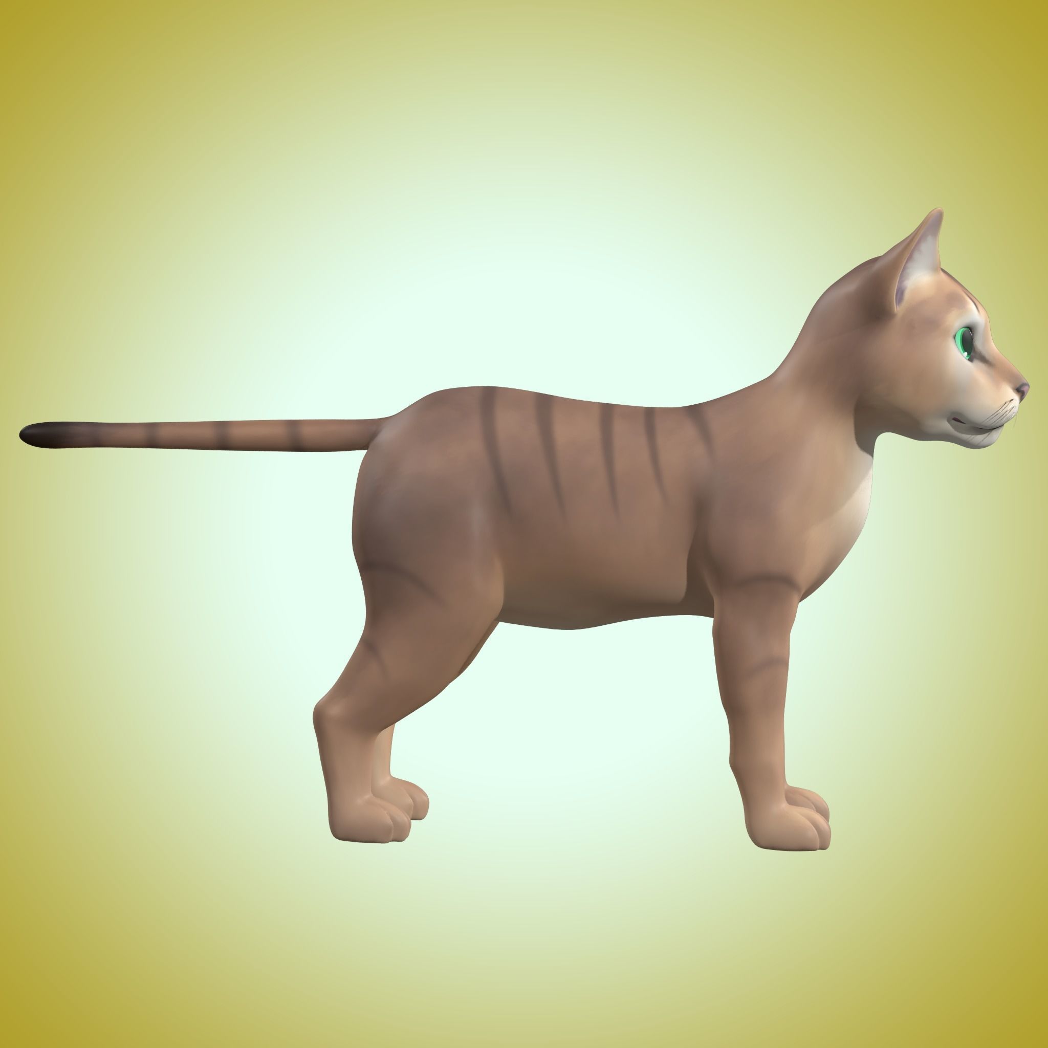 Cartoon Stylized Cat Low-poly 3D model_6