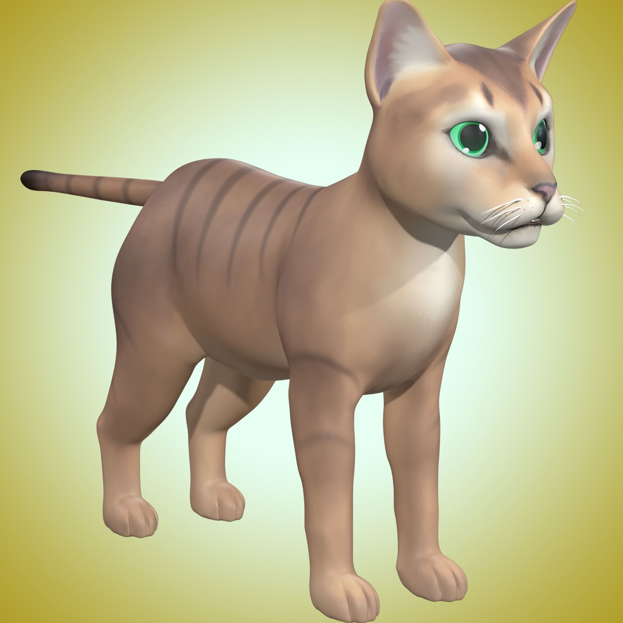 Cartoon Stylized Cat Low-poly 3D model_2