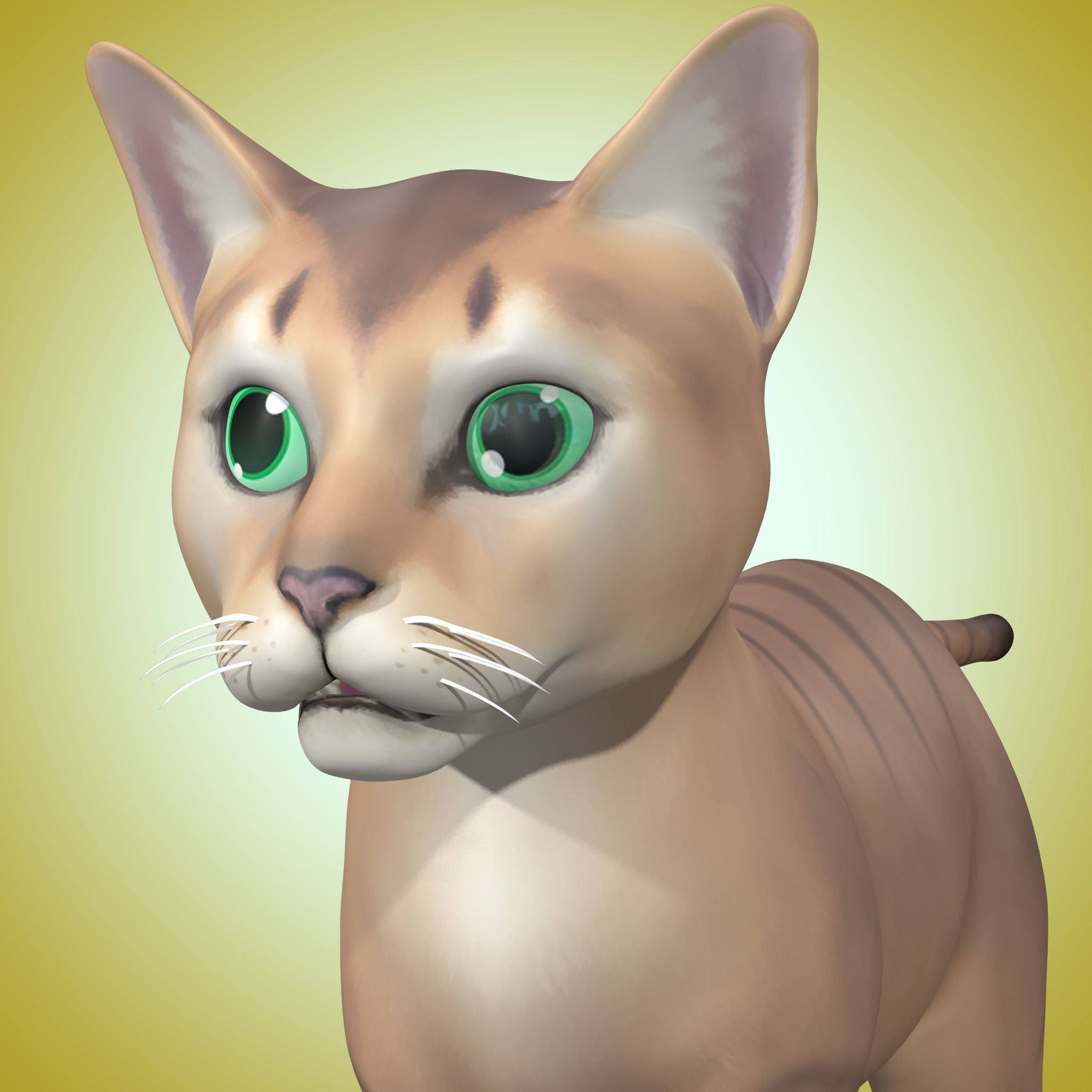 Cartoon Stylized Cat Low-poly 3D model_1