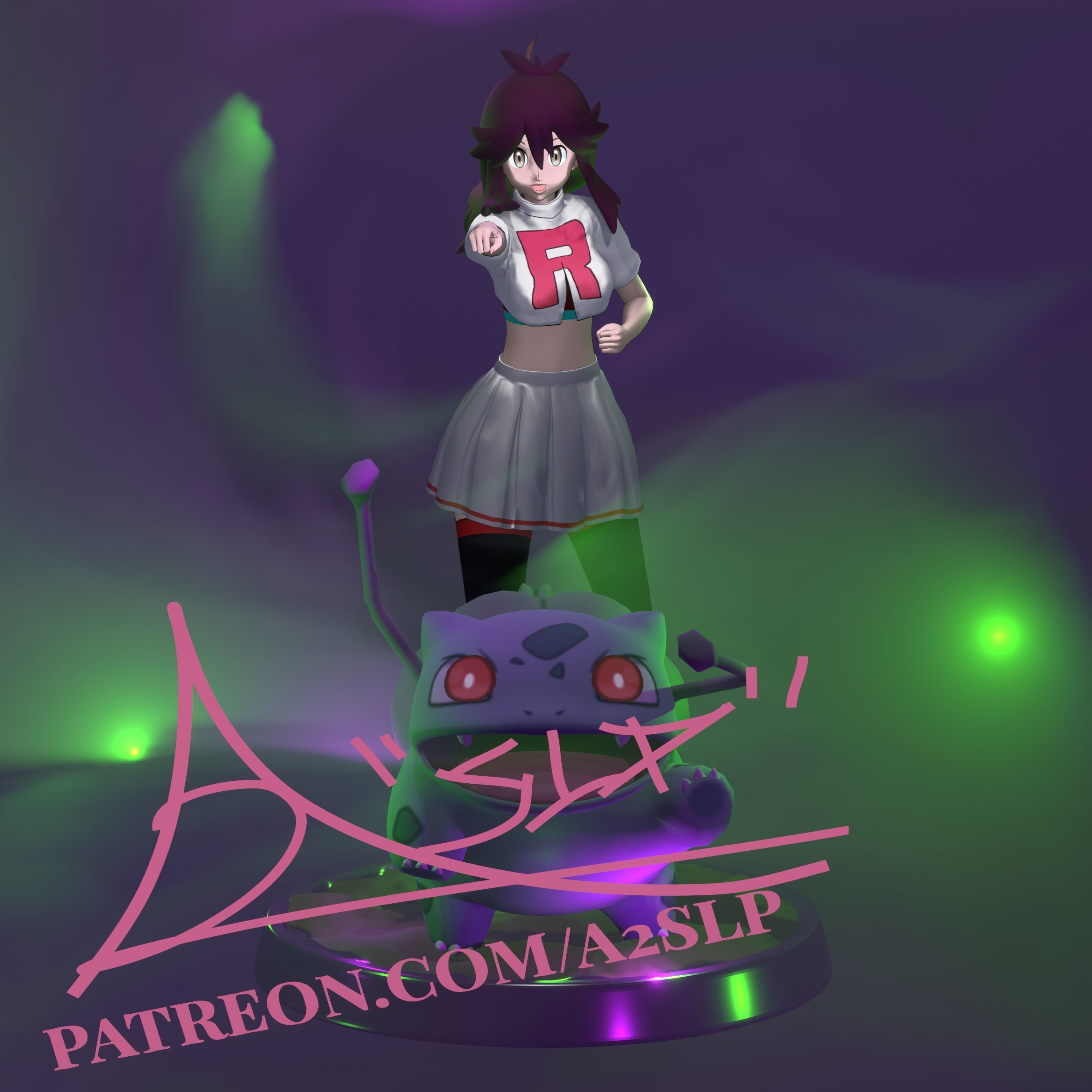 GREEN WITH BULBASAUR 2IN1 ROCKET and BASIC 3D print model_1