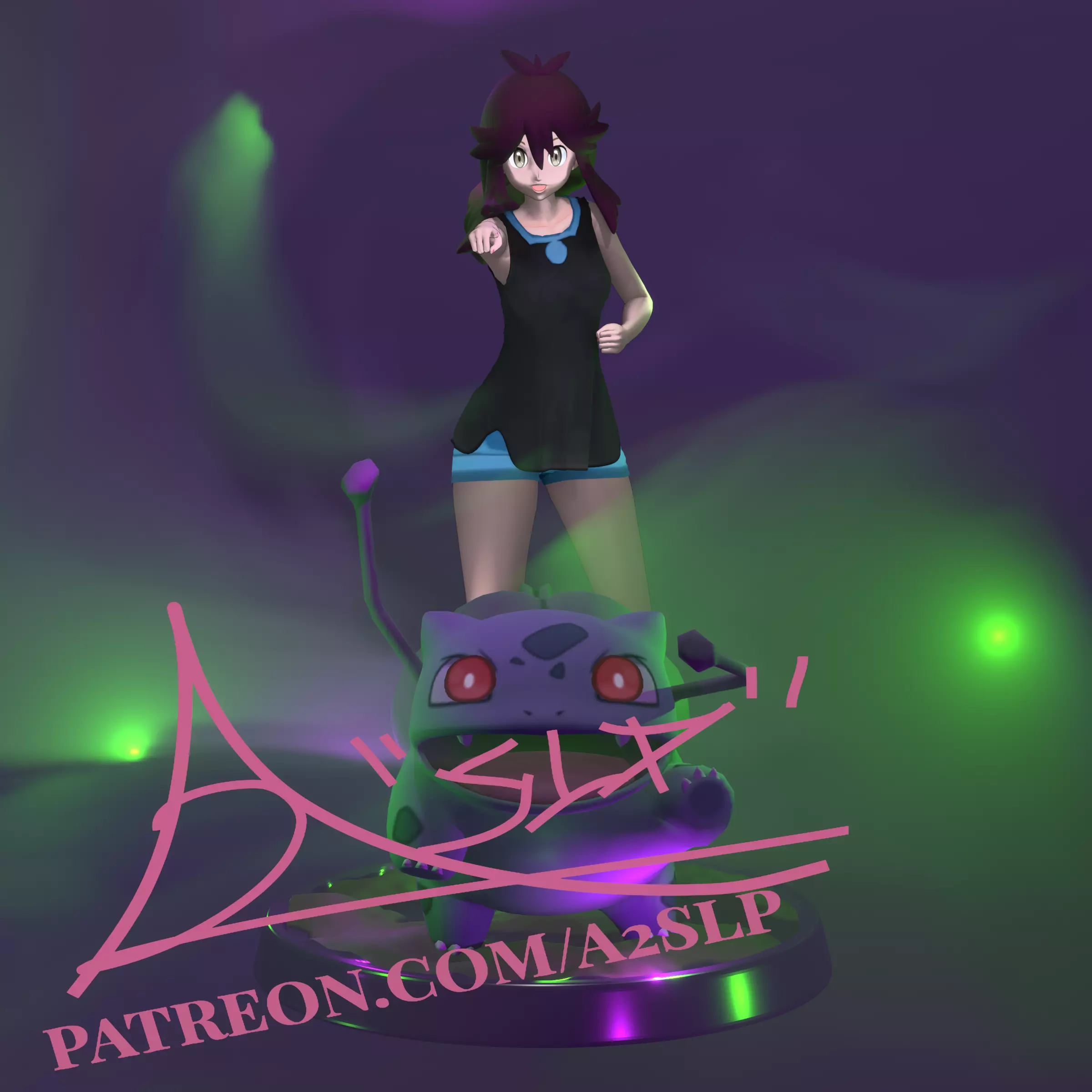 GREEN WITH BULBASAUR 2IN1 ROCKET and BASIC 3D print model_0