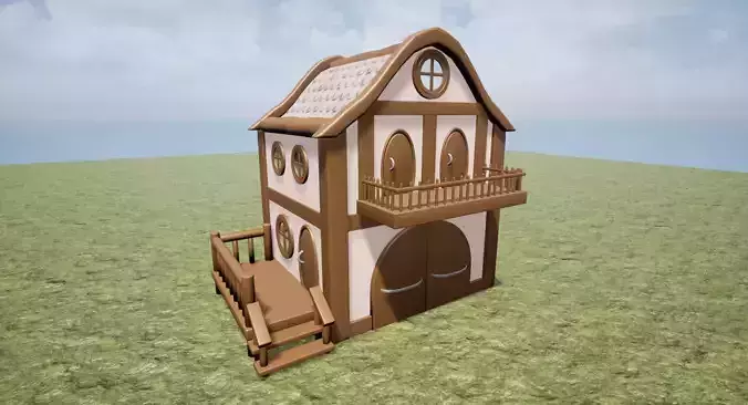 Medieval Fantasy Town Building 4 Game Ready Low-poly 3D model