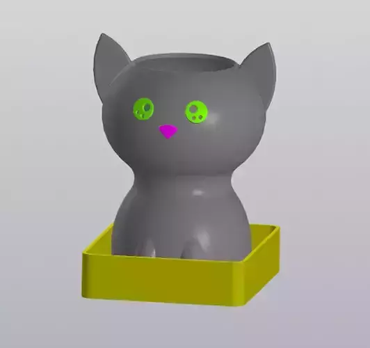 Cat in the toilet Planter 3D print model