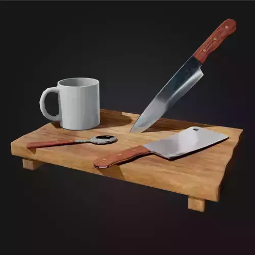  Kitchen Props Basic kitchenWare Low-poly 3D model
