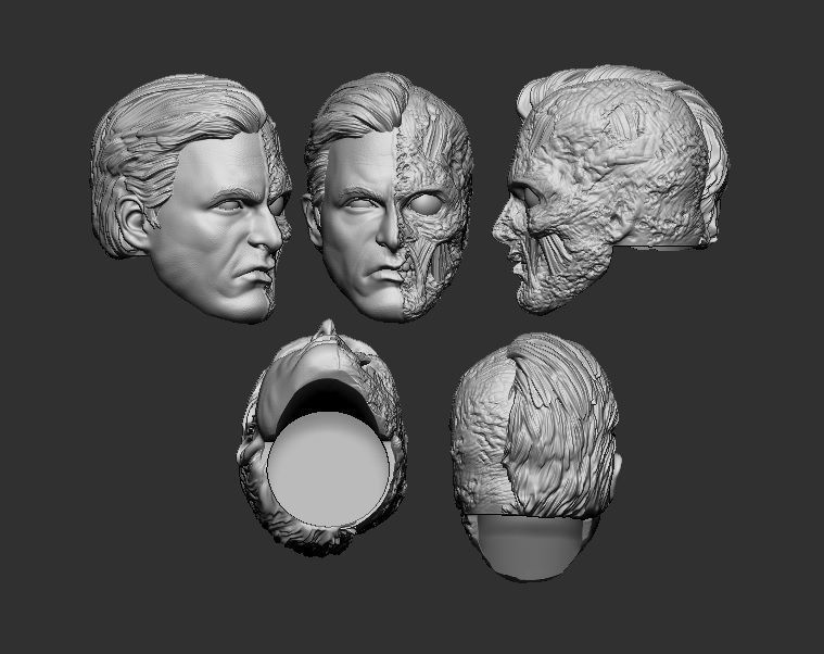 Harvey Dent Two-Face - Headsculpt for Action Figures 3D print model_4