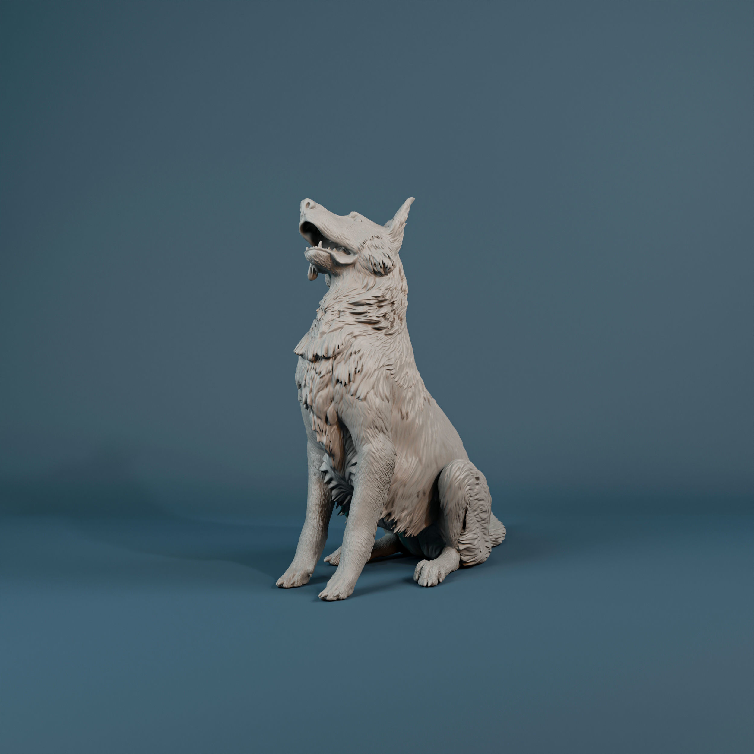 German Shepherd dog sitting - pre supported 3D print model_4