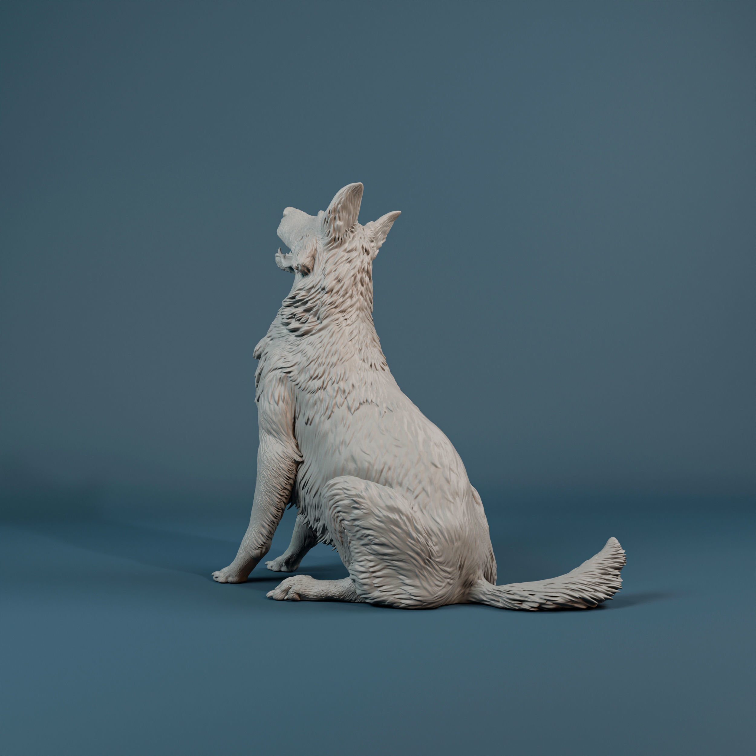 German Shepherd dog sitting - pre supported 3D print model_2