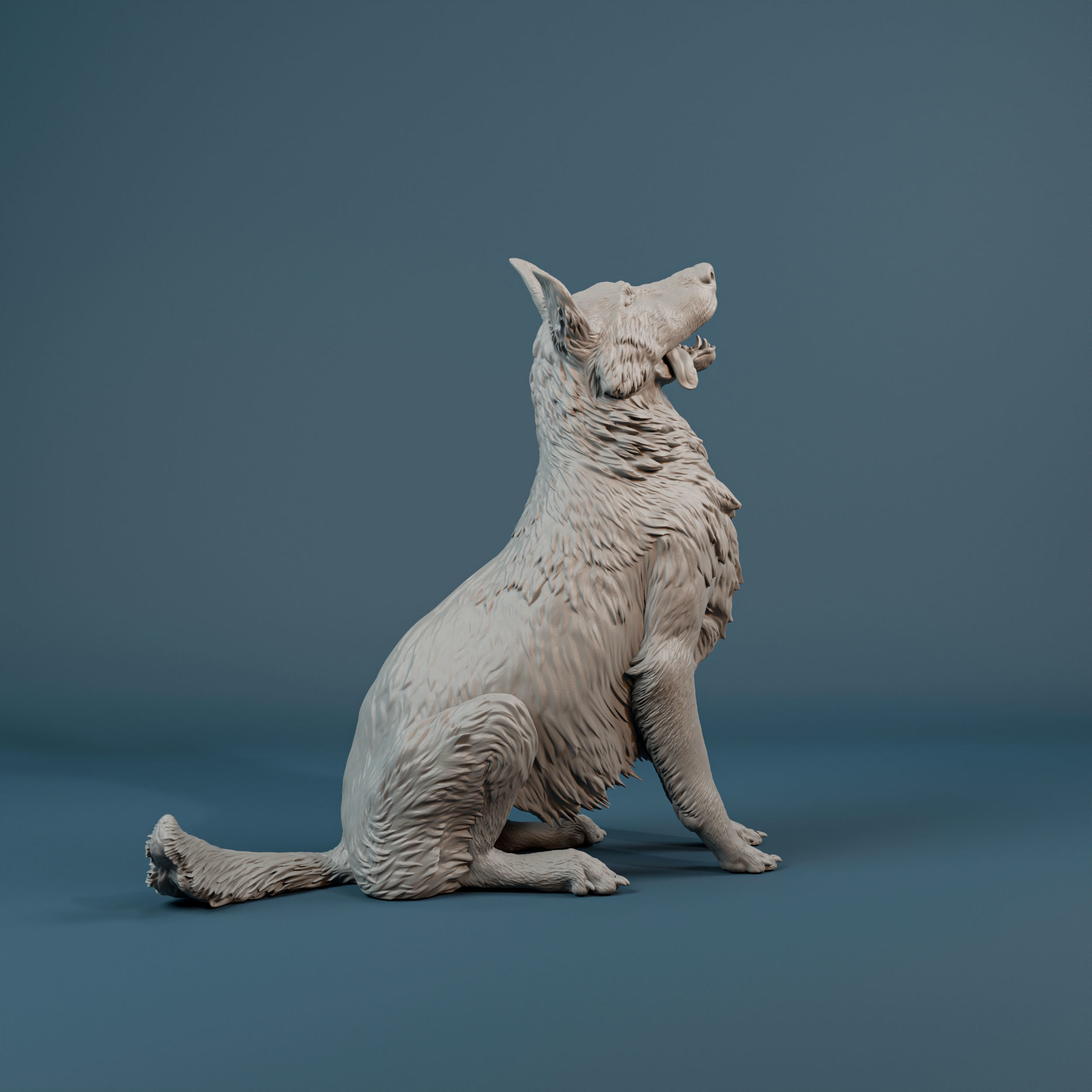 German Shepherd dog sitting - pre supported 3D print model_1