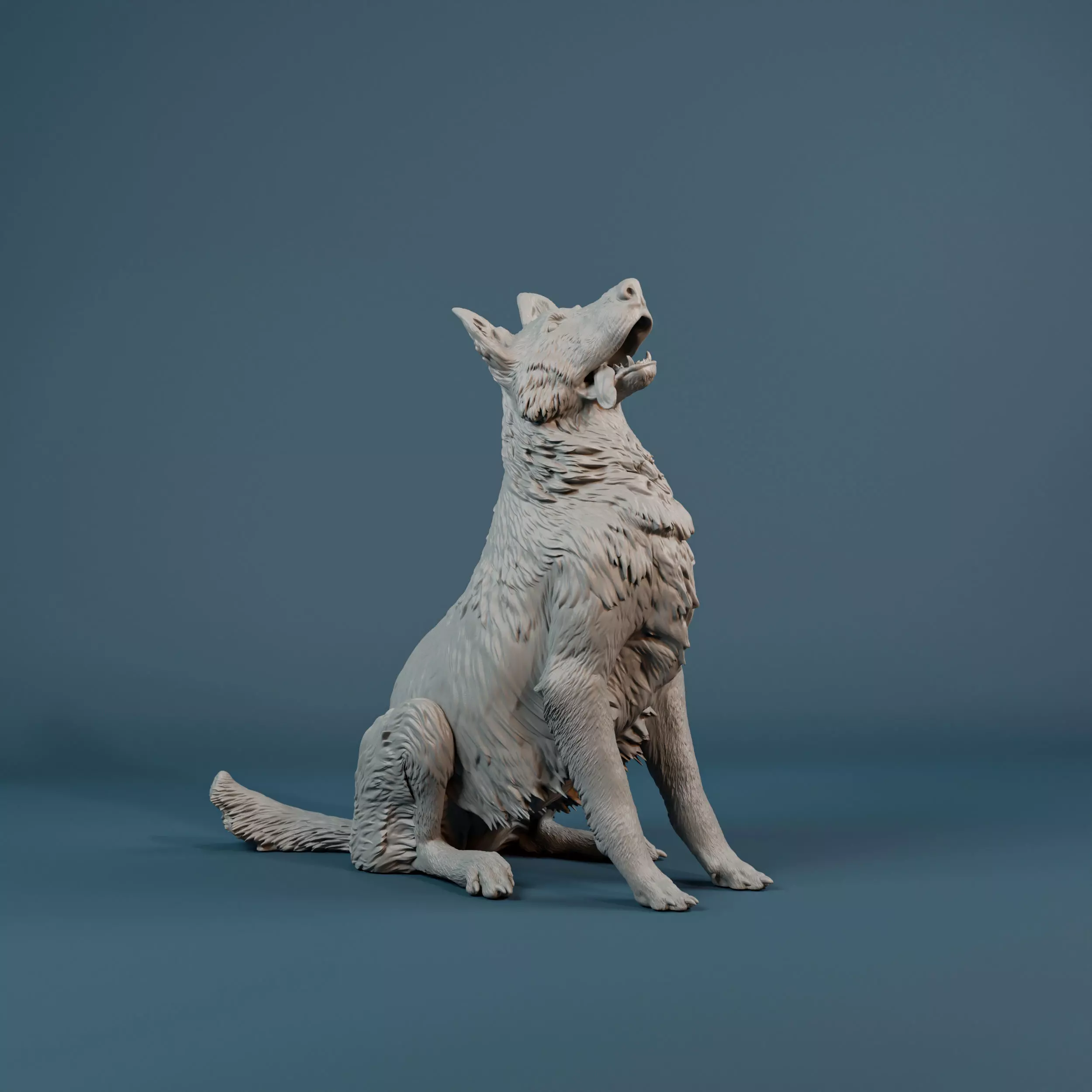 German Shepherd dog sitting - pre supported 3D print model_0