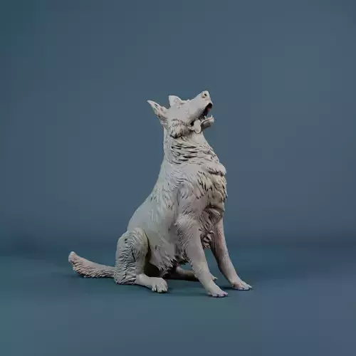 German Shepherd dog sitting - pre supported 3D print model