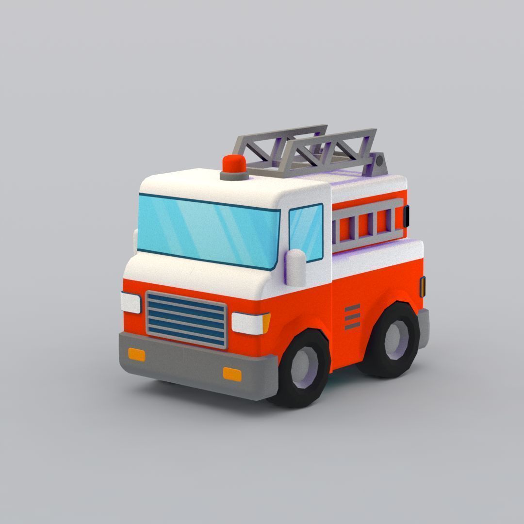 33 Cartoon City Vehicles Pack Low-poly 3D model_59