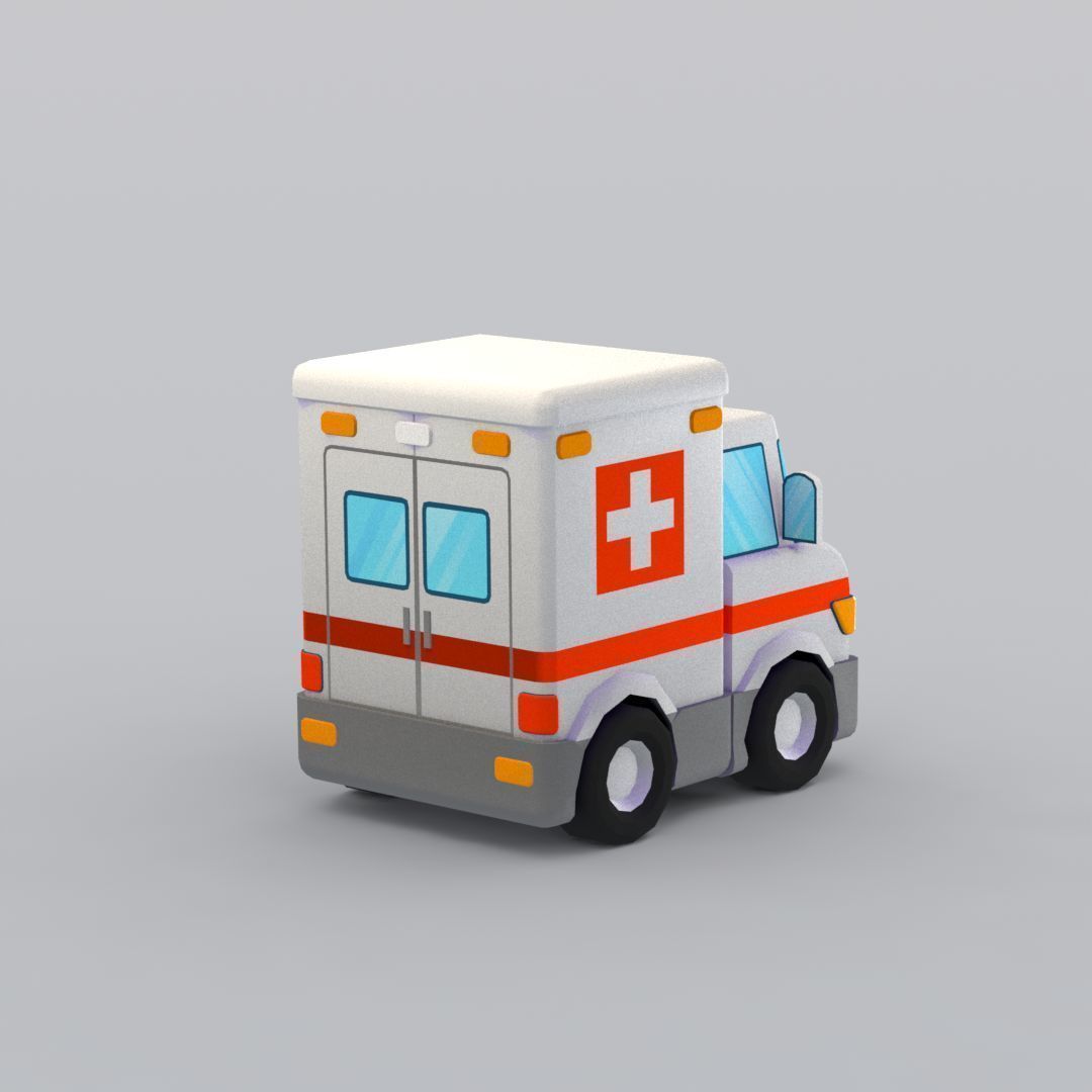 33 Cartoon City Vehicles Pack Low-poly 3D model_5