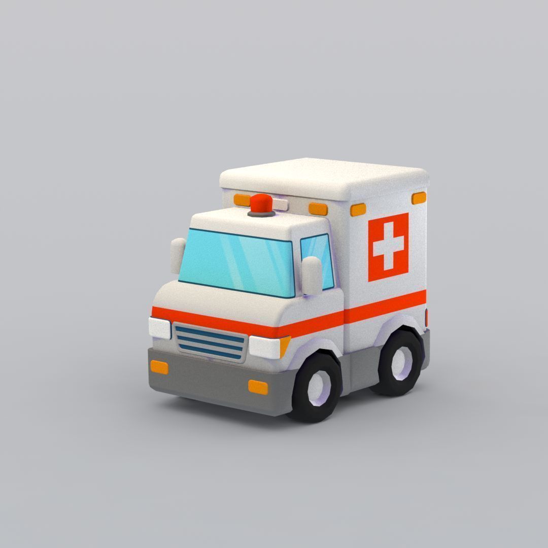 33 Cartoon City Vehicles Pack Low-poly 3D model_7