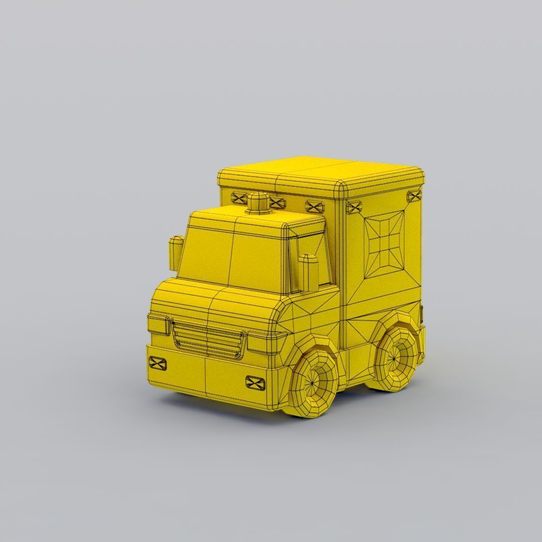 33 Cartoon City Vehicles Pack Low-poly 3D model_8
