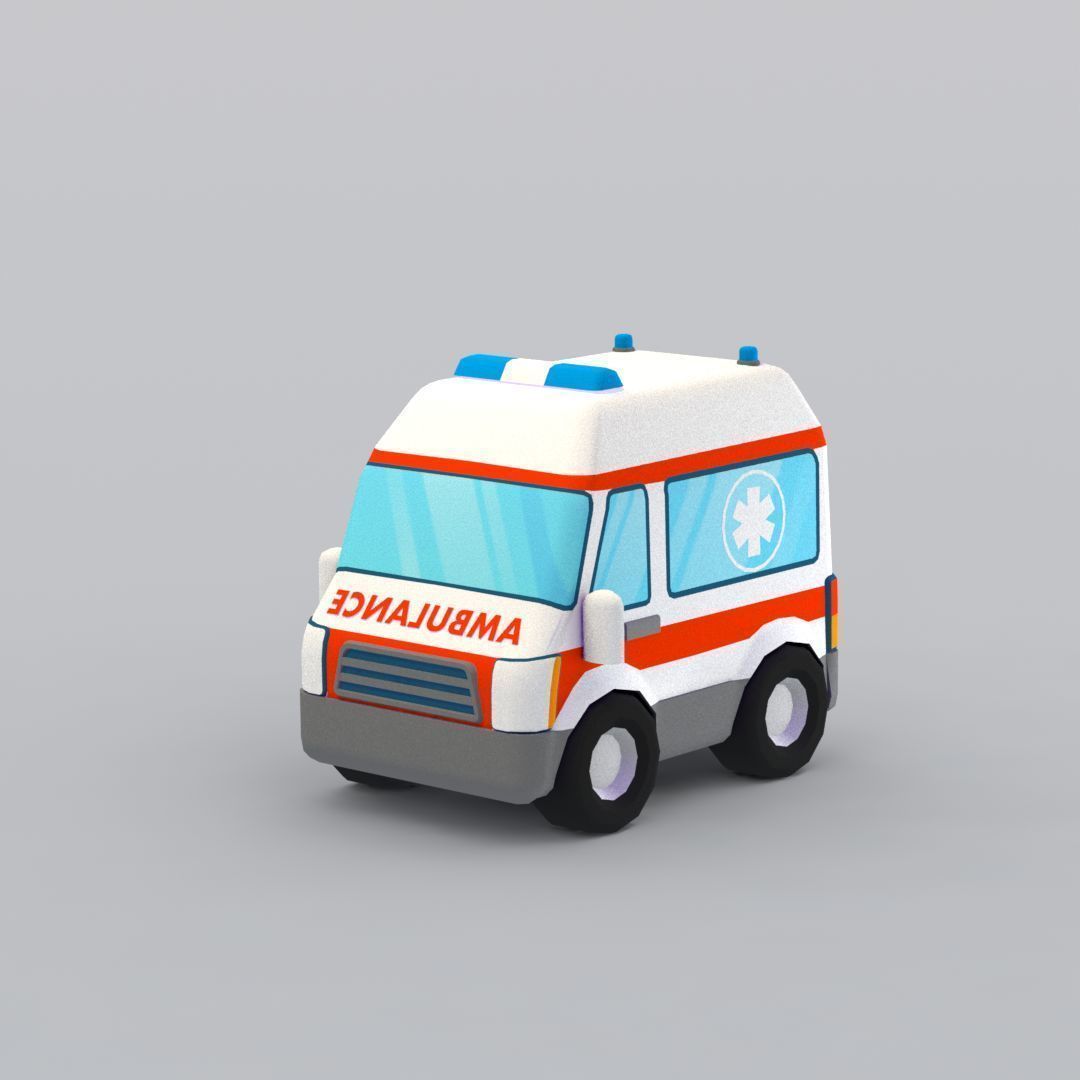 33 Cartoon City Vehicles Pack Low-poly 3D model_3