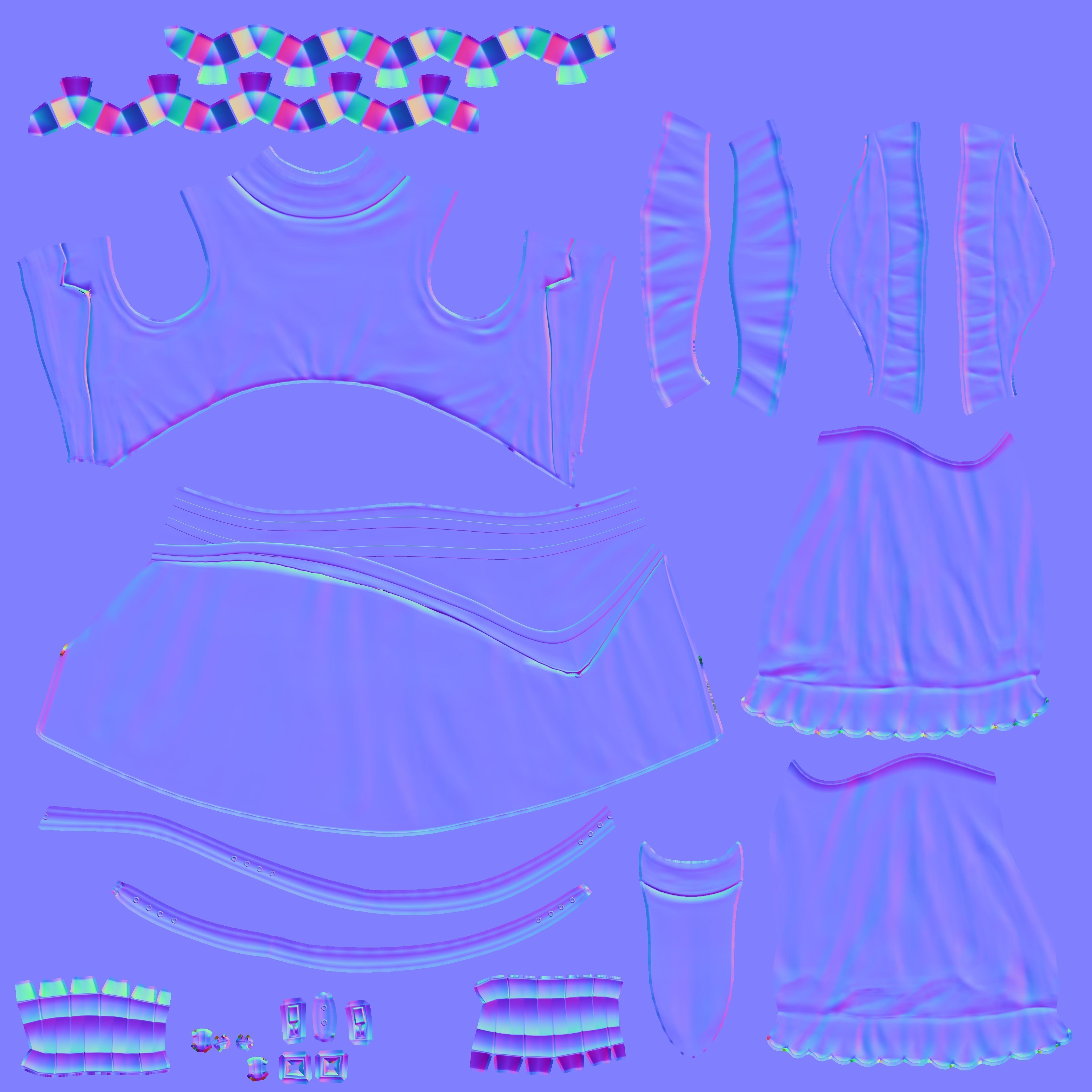 Victorian Steampunk Mini Dress Low-poly 3D model_13