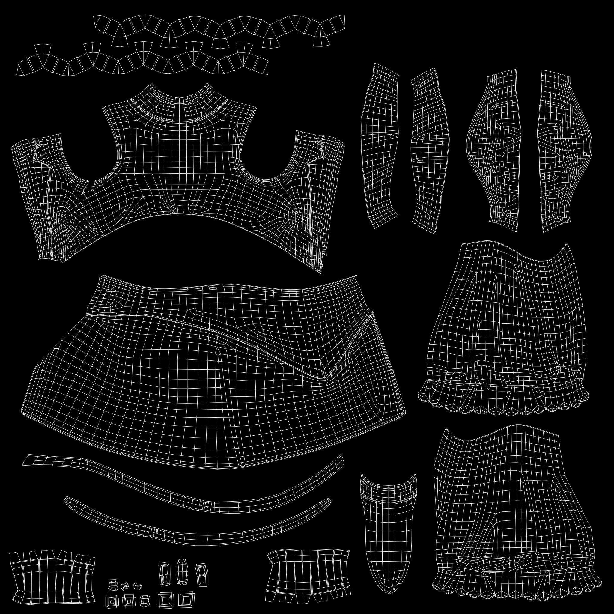 Victorian Steampunk Mini Dress Low-poly 3D model_19