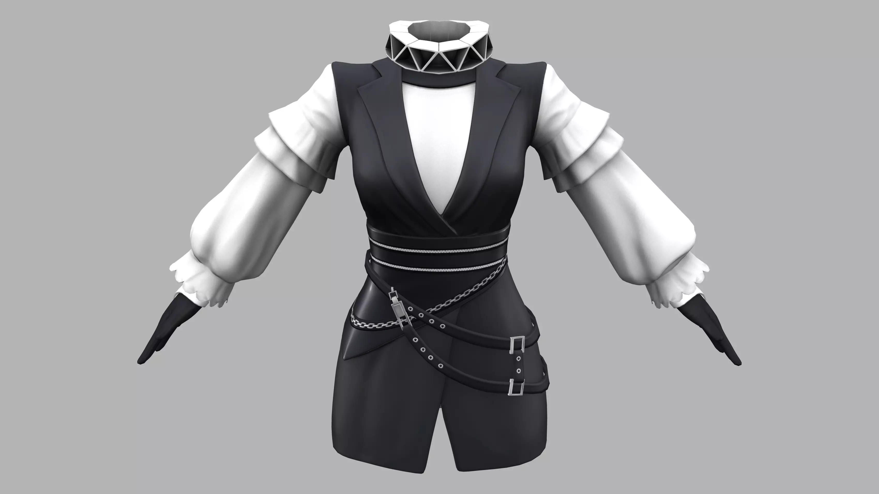 Victorian Steampunk Mini Dress Low-poly 3D model_0