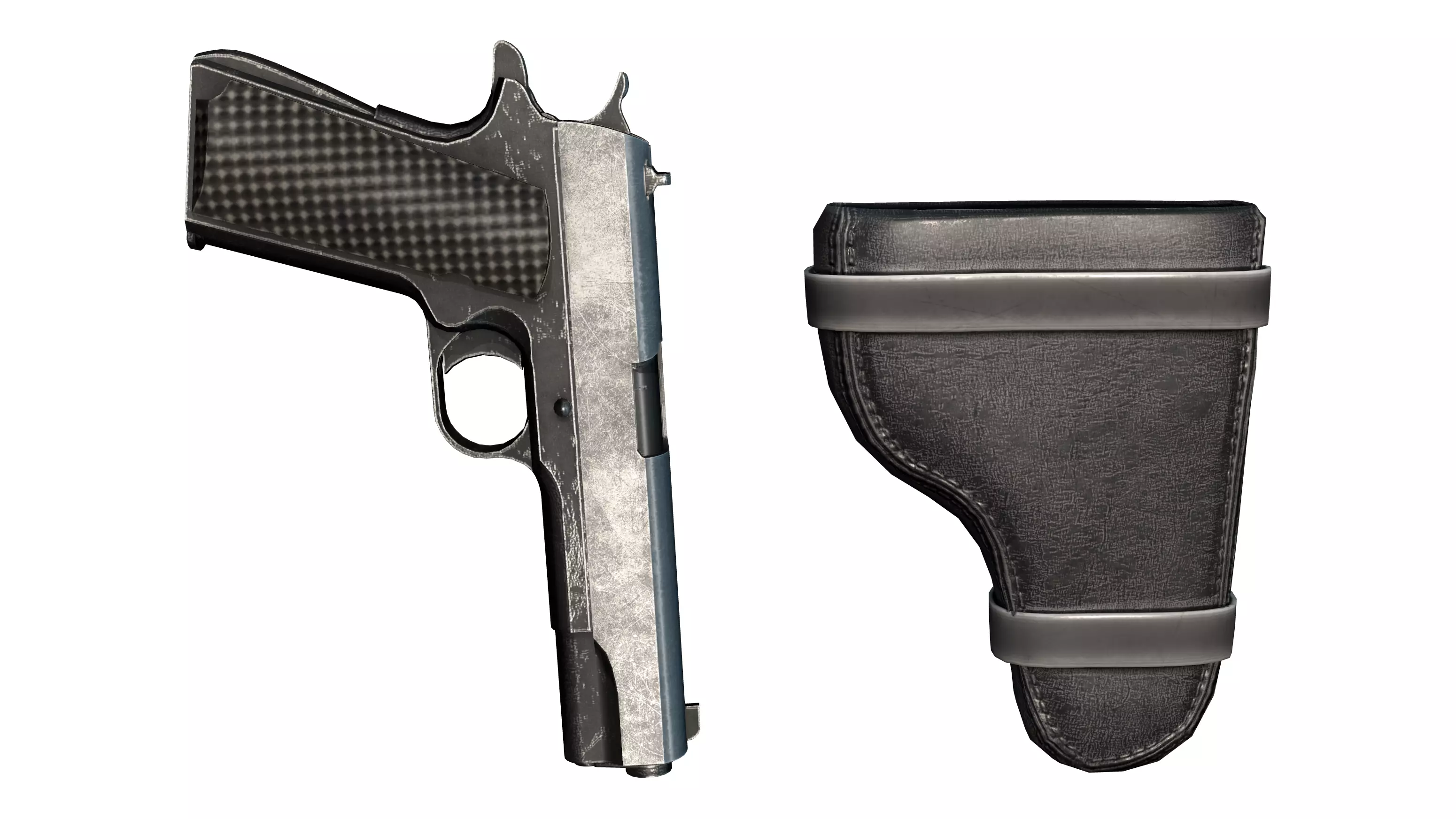 Leg Holster With Gun Low-poly 3D model