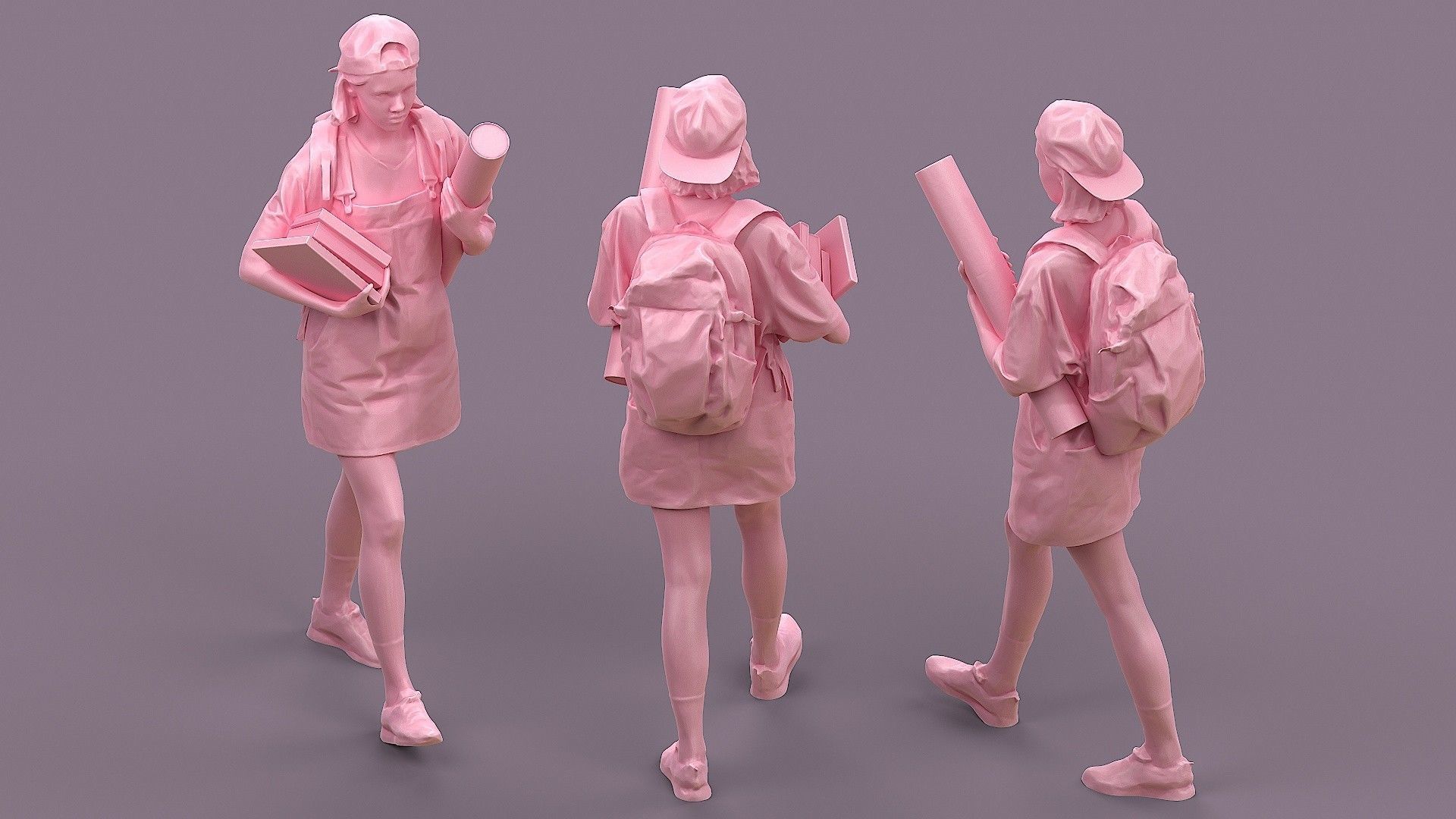 Student Girl 3D model_6