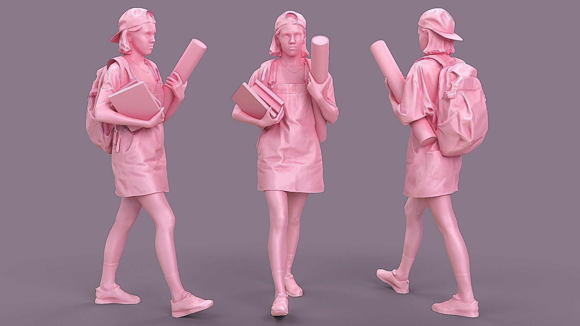 Student Girl 3D model_2