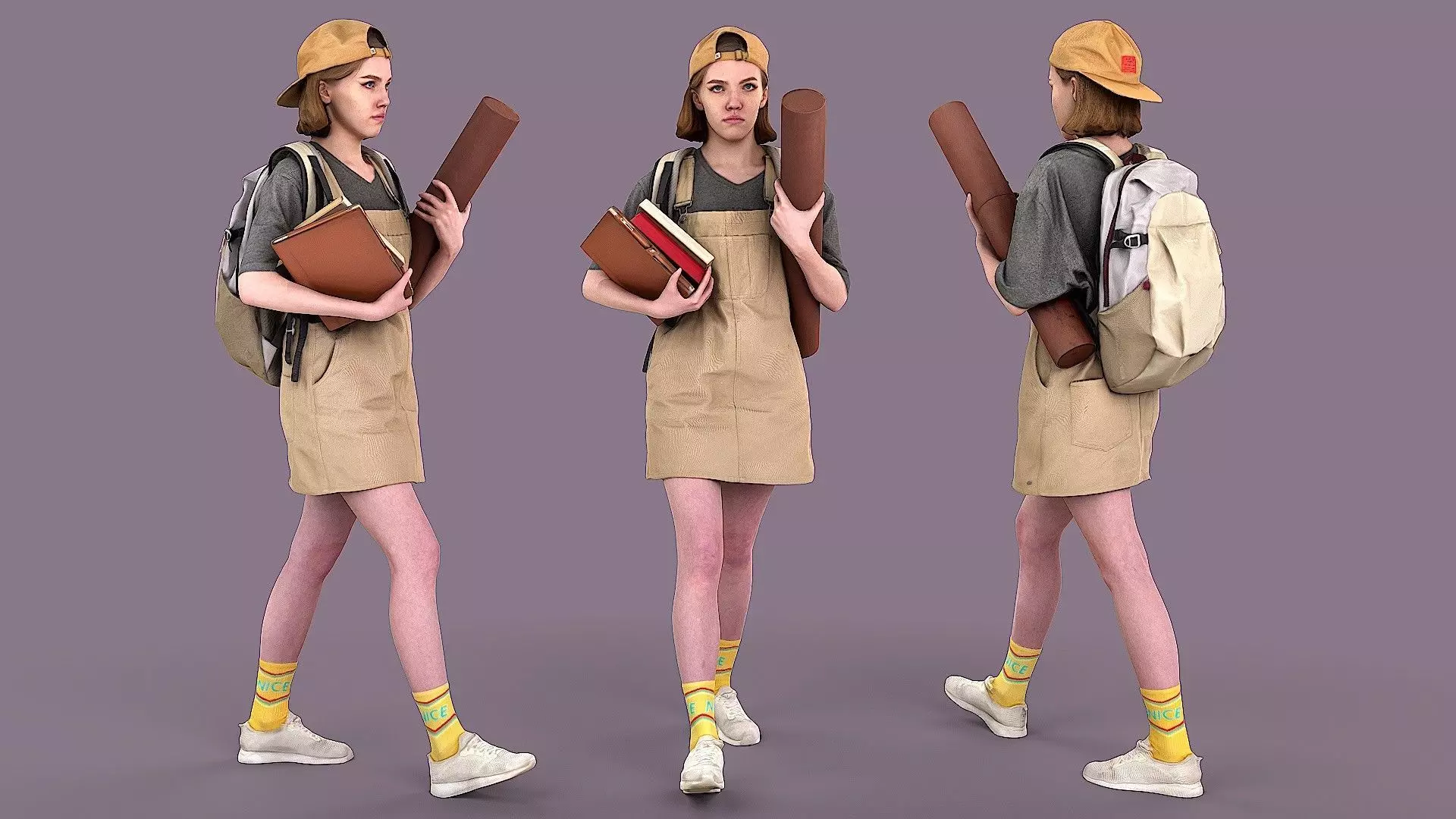 Student Girl 3D model_0