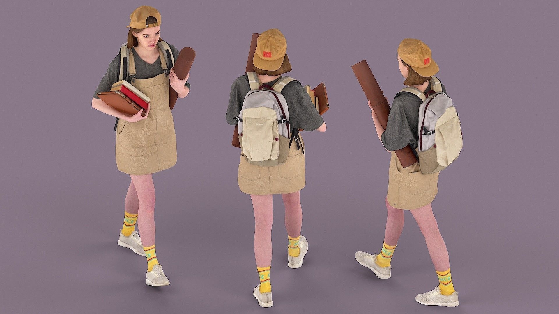 Student Girl 3D model_5