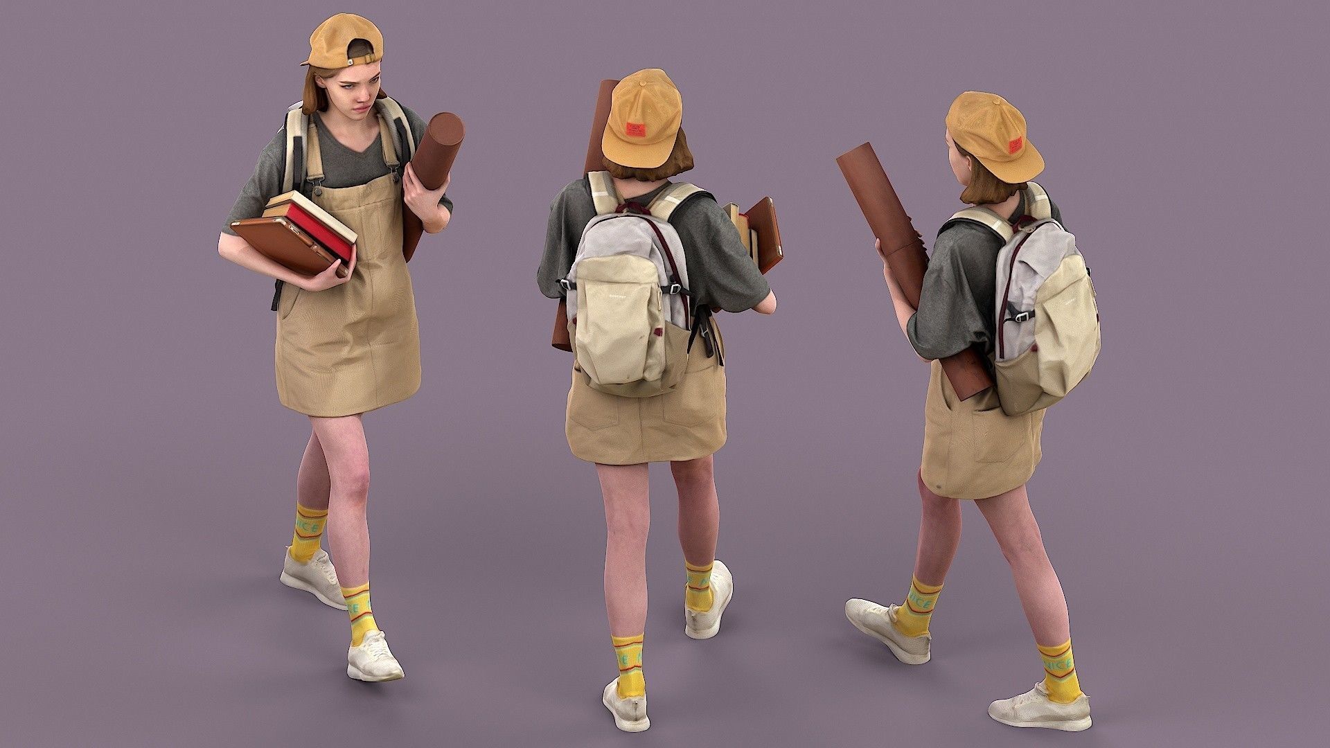 Student Girl 3D model_4