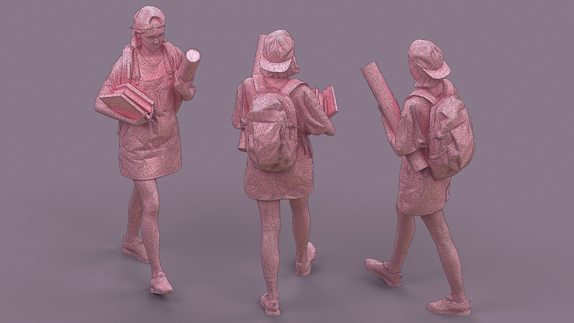 Student Girl 3D model_7