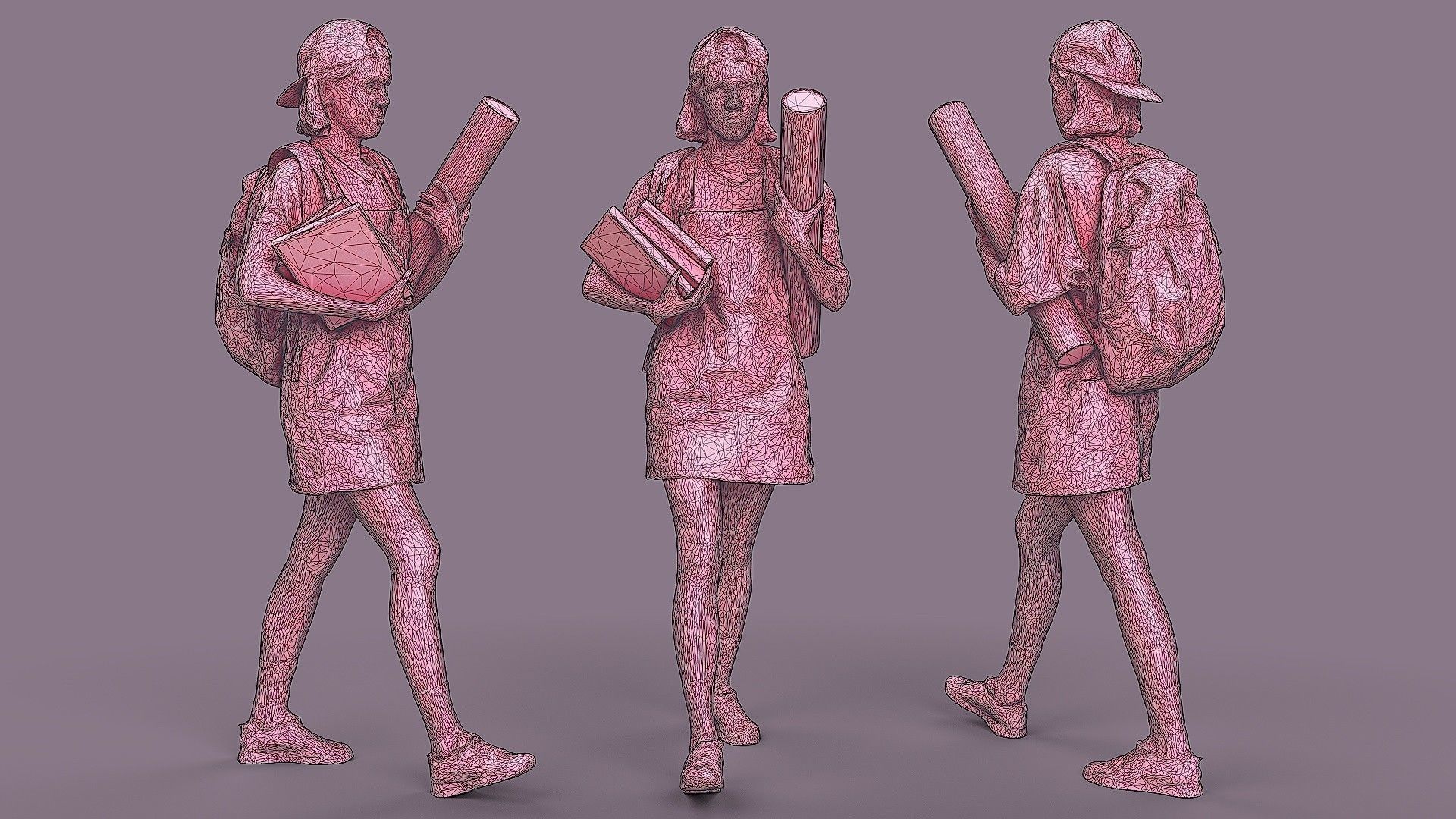 Student Girl 3D model_3
