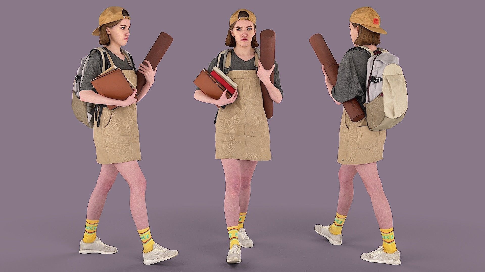 Student Girl 3D model_1