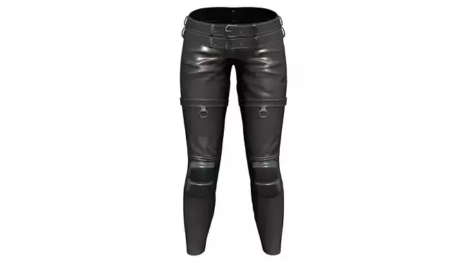 Shiny Black Leather Combat Biker Pants