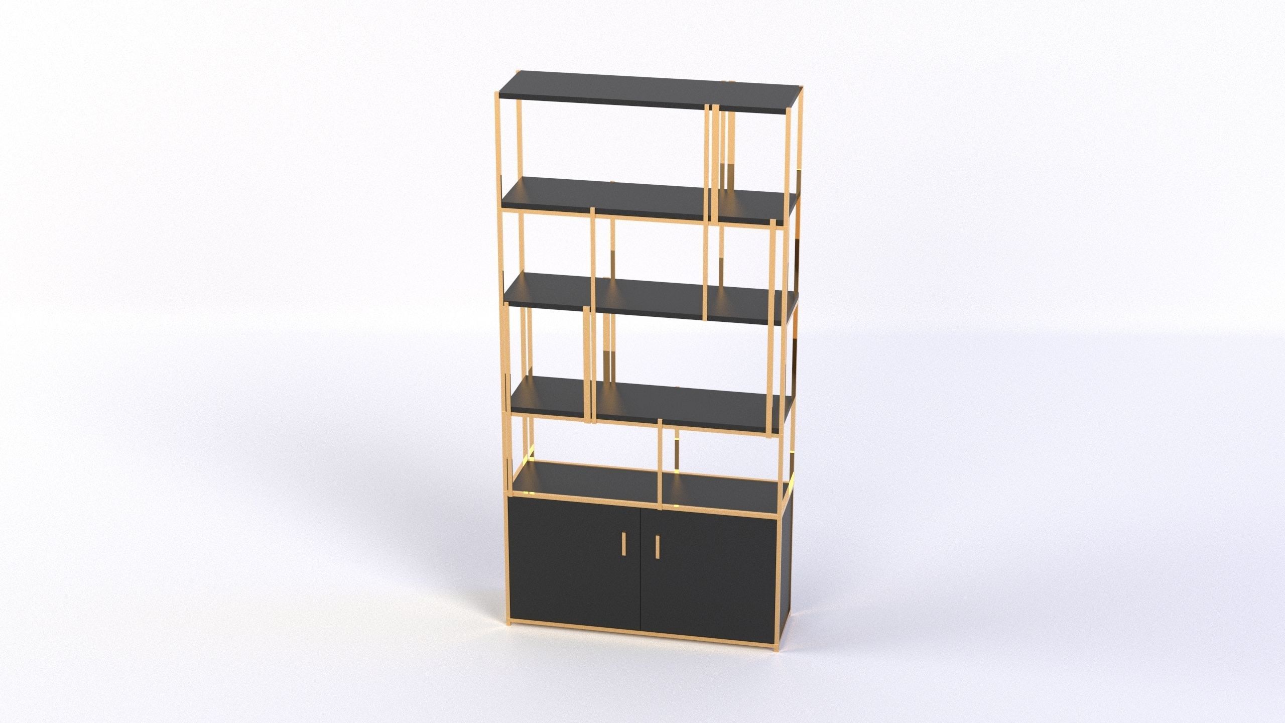 Bookcases bookcase gold 3D model_1