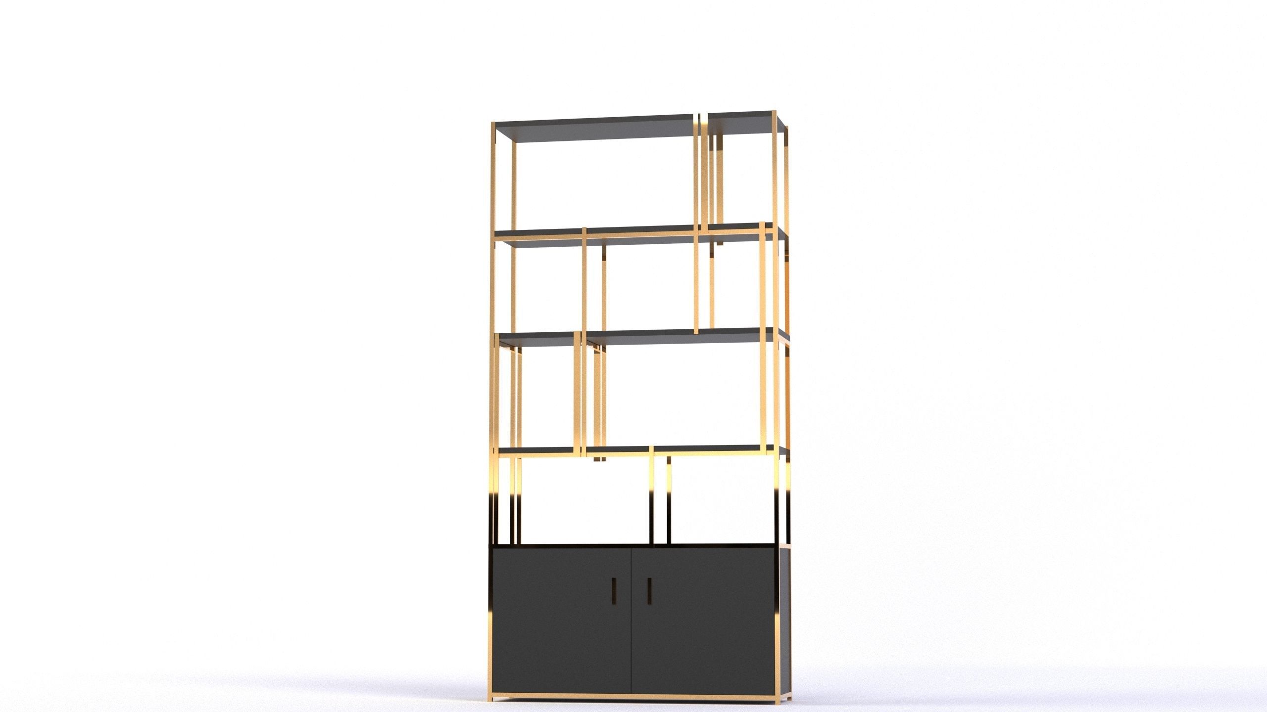 Bookcases bookcase gold 3D model_4