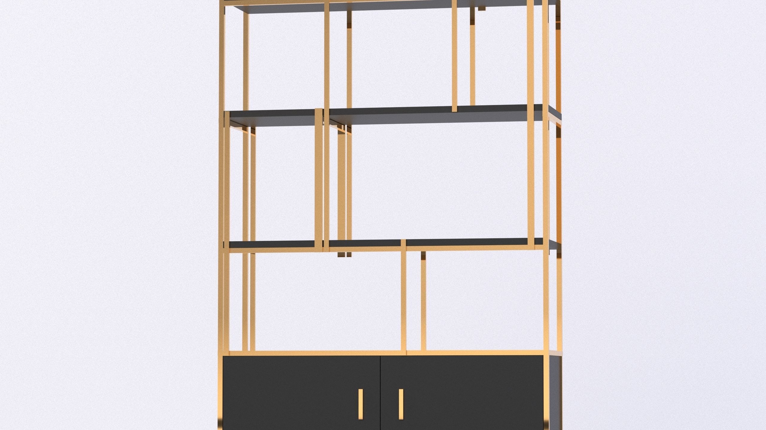 Bookcases bookcase gold 3D model_2