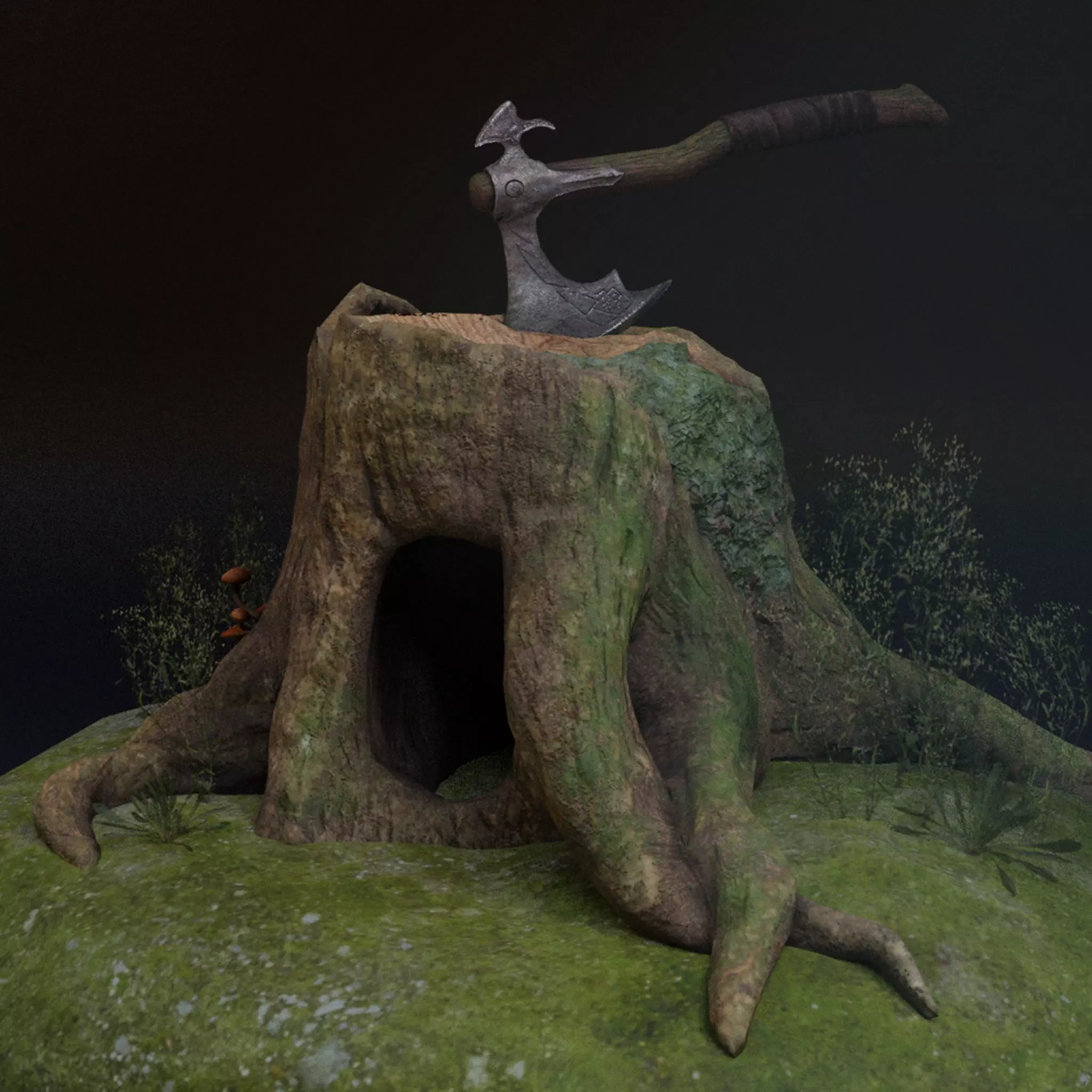 Old Stump Low-poly 3D model_0