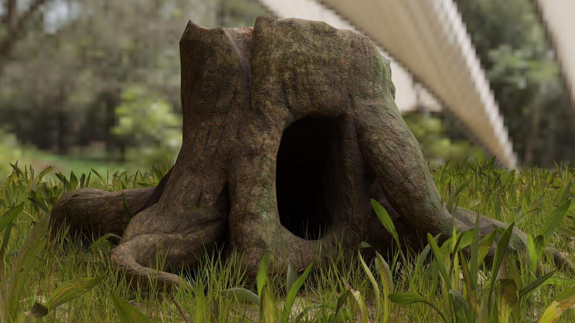 Old Stump Low-poly 3D model_3