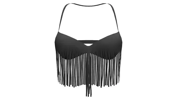 Black Cowgirl Bralet With Tassels