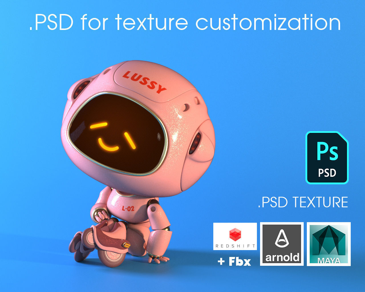 Robot Lussy - rigged character Low-poly 3D model_9