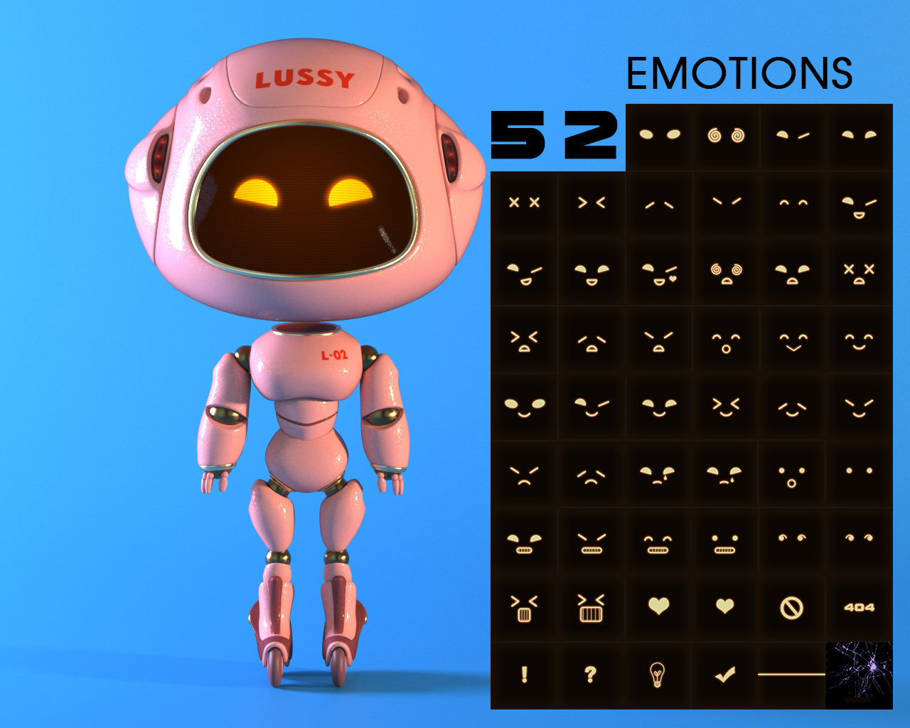 Robot Lussy - rigged character Low-poly 3D model_10
